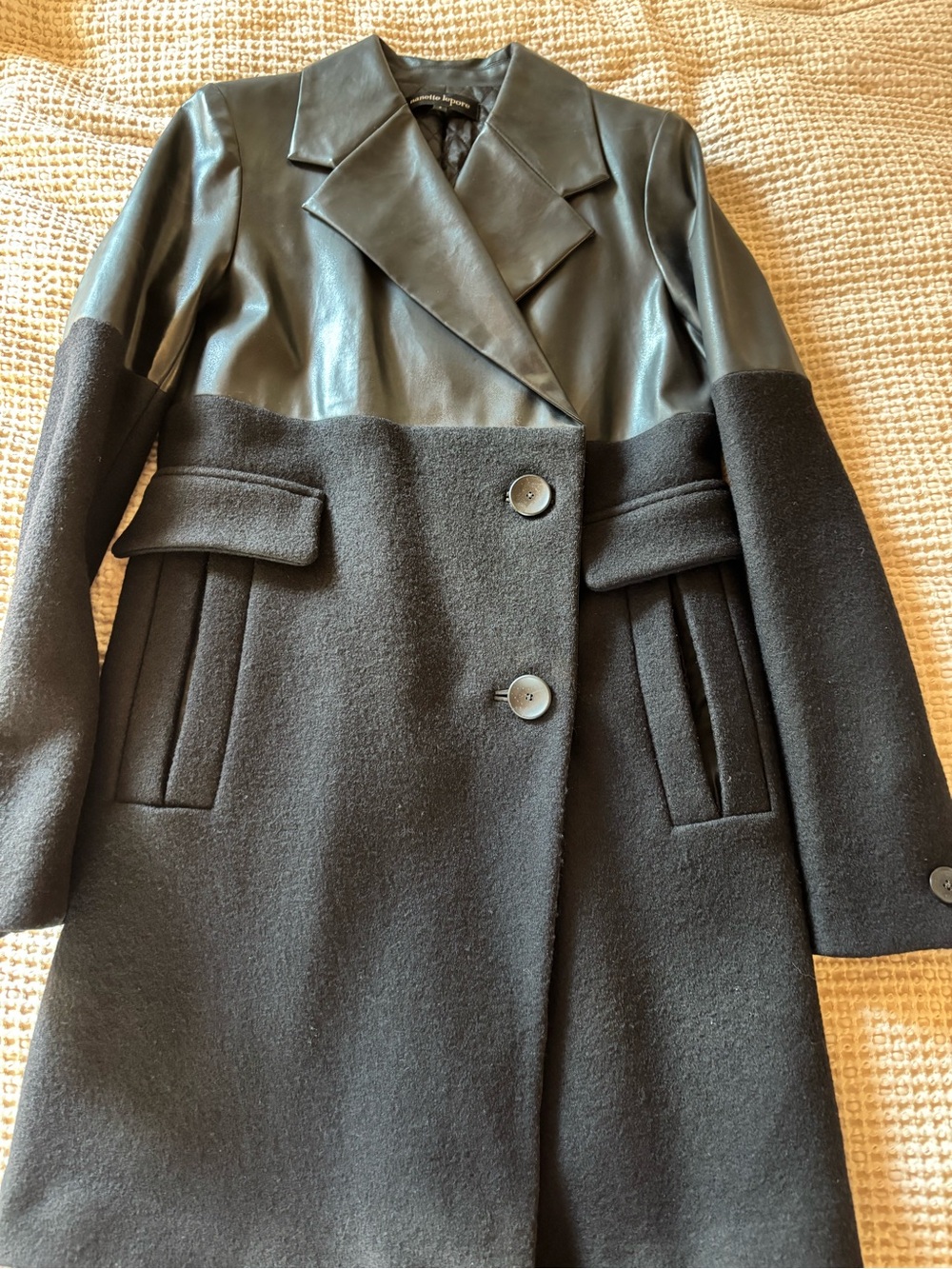 Nanette Lepore Black Mixed-Media Trench Coat